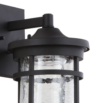 Campo Outdoor Wall Lantern Crackled Glass/Metal Integrated LED Wall Sconce - JONATHAN Y